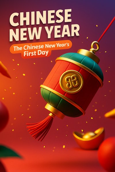 Vibrant 3D Illustration for Chinese New Year Celebration