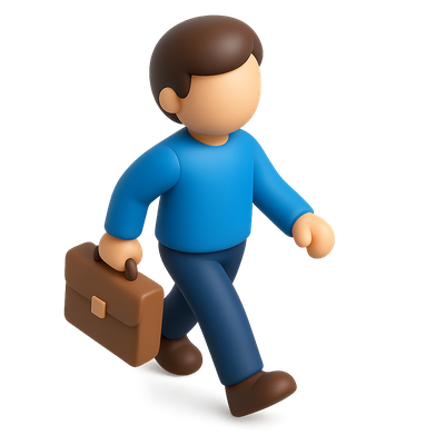 3D Icon of a Person Returning with a Briefcase