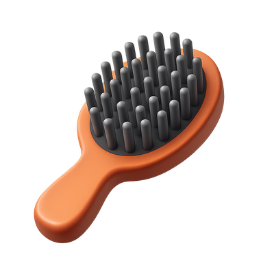 Stylish 3D Hair Brush Icon with Bristles
