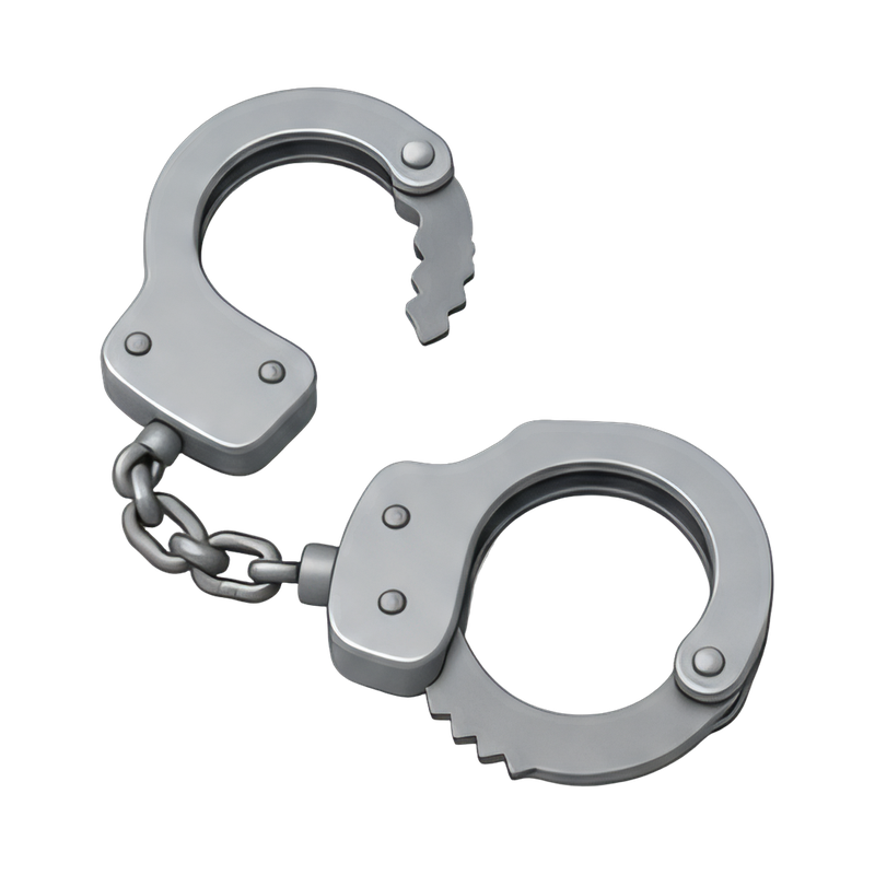 open handcuffs on a table