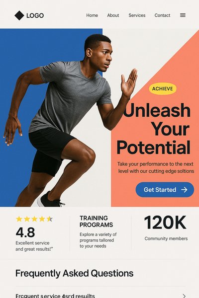 Minimalist Landing Page Design with Dynamic Visual Elements