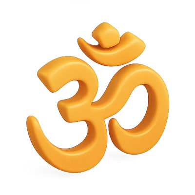 3D Rendered Om Symbol in Vibrant Orange