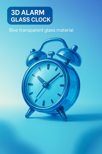 3D Transparent Blue Alarm Clock Design for Modern Interiors