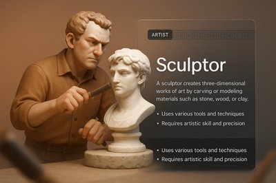 Modern 3D Design Featuring a Sculptor at Work