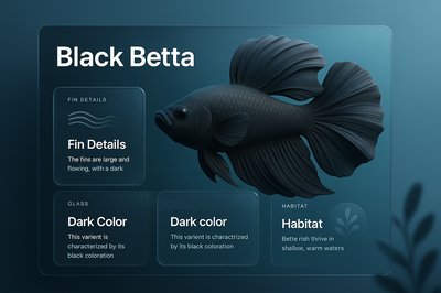 Dynamic 3D Web Page Design Featuring Black Betta Fish