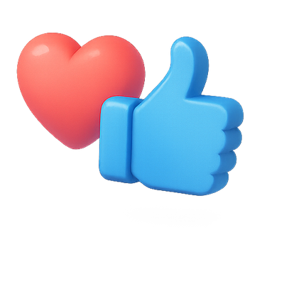 3D Emoji Heart and Thumbs Up Icons