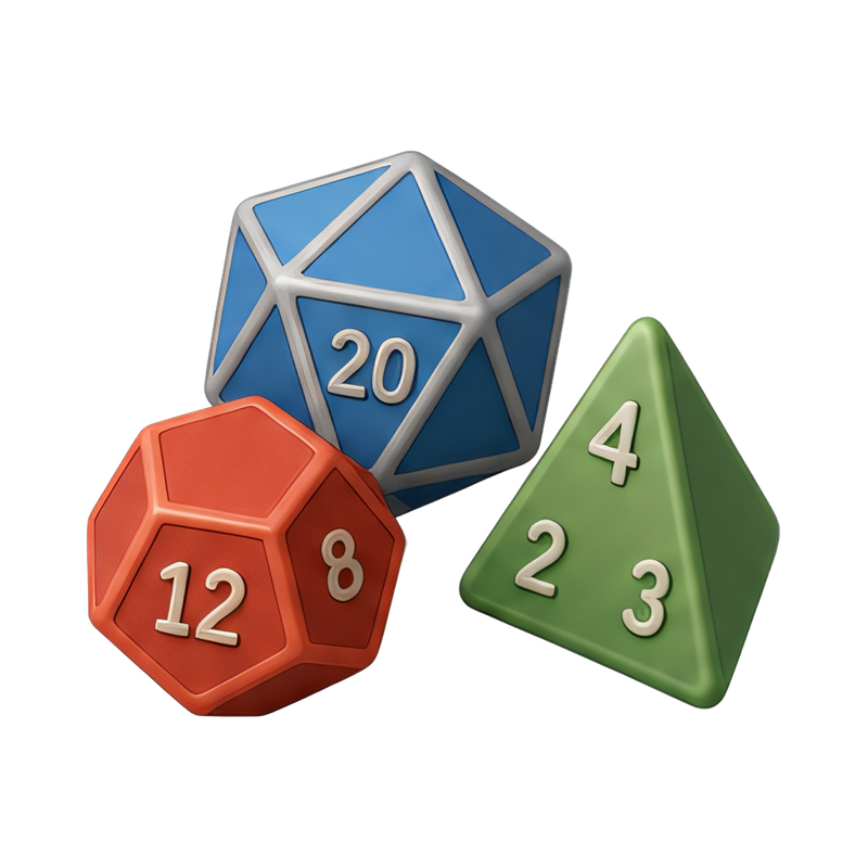 colorful polyhedral dice set