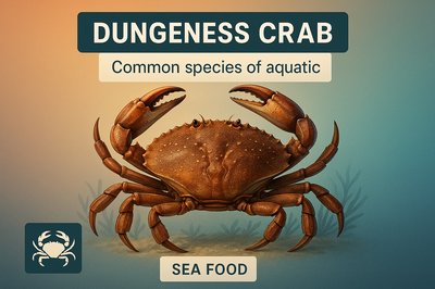 Dungeness Crab Illustration with Seafood Label
