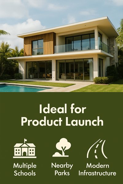 Modern Real Estate Promotional Image Featuring a Luxury Home