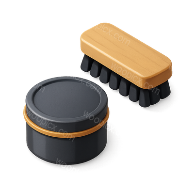 Stylish 3D Shoe Polish and Brush Icon for Cleaning Products