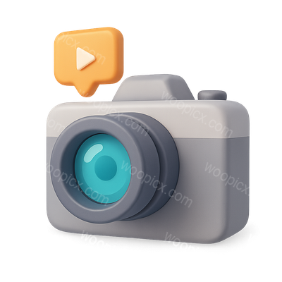 Stylized 3D Camera Icon for Content Creation