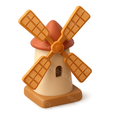 Isometric 3D Windmill Icon with Blades