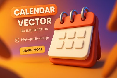 3D Illustrated Calendar Graphic with Modern Design Elements