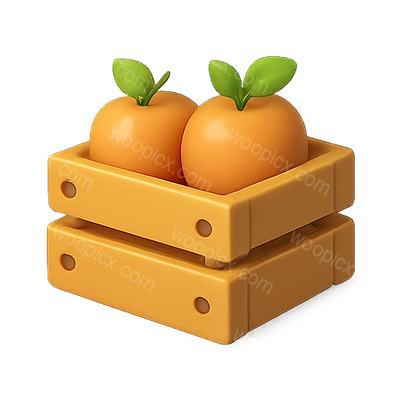 3D Render of a Wooden Crate with Oranges