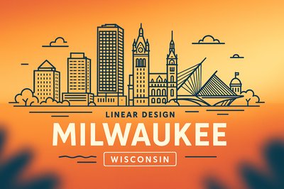 Stylized Linear Design Illustration of Milwaukee Skyline