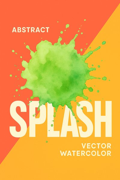 Vibrant Abstract Watercolor Splash Design with Bold Text