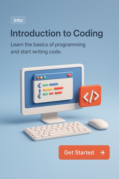 Realistic 3D Illustration of Coding Introduction on a Desktop