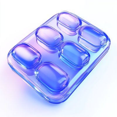 Stylized 3D Render of Transparent Gel Capsules on Soft Background