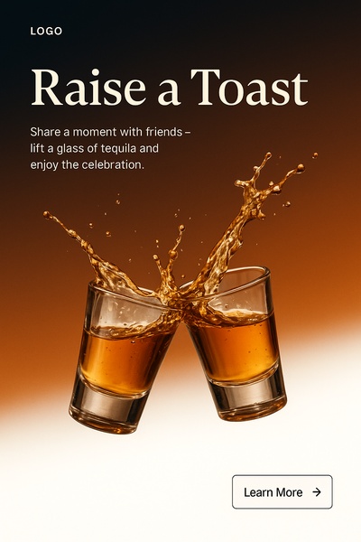 Stylish Tequila Toast with Splash on Gradient Background