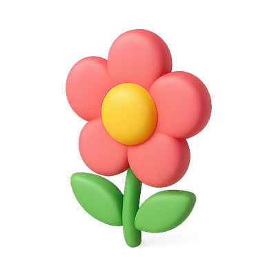 Colorful 3D Flower Icon for Children's Products