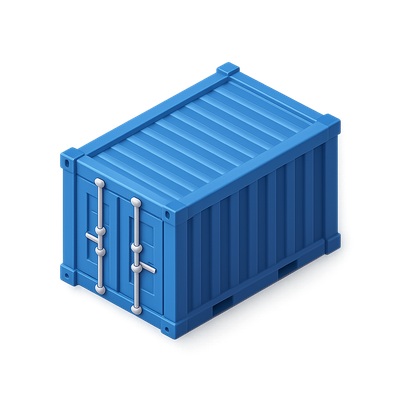Stylized Isometric Shipping Container Icon in 3D View