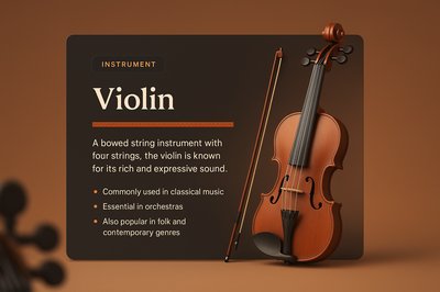 Elegant Violin Illustration with Informative Overlay