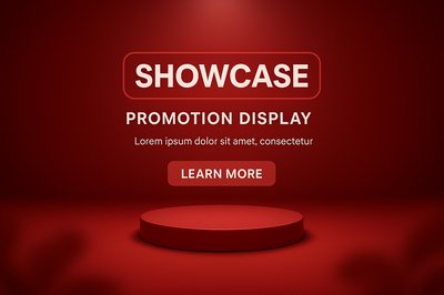 Promotional Display Mockup on Red Background