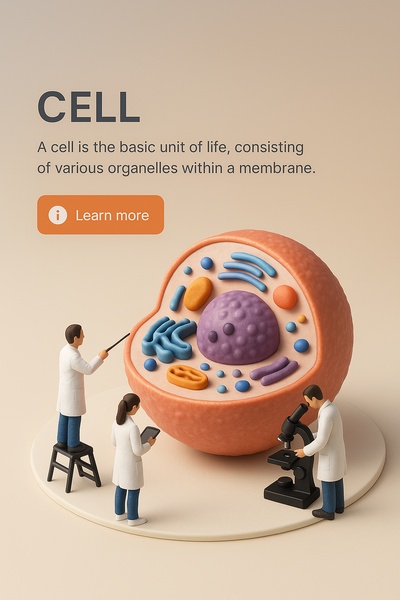 Detailed 3D Scene of a Cell with Scientists