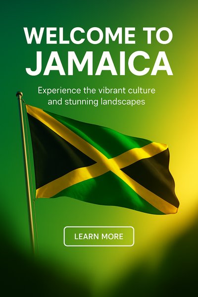 Vibrant Welcome to Jamaica Flag Banner