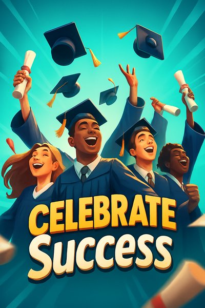Dynamic Graduation Celebration with Students in Caps