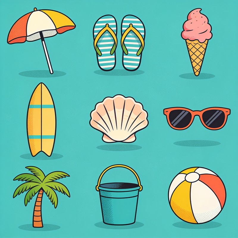 serene beach flat lay