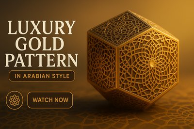 Elegant 3D Design Featuring Luxury Gold Pattern in Arabian Style