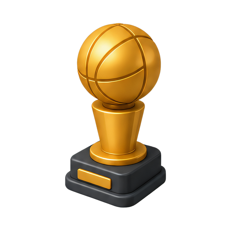 Basketball trophy on display