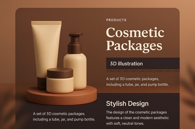 Stylish 3D Cosmetic Package Design for Web Use