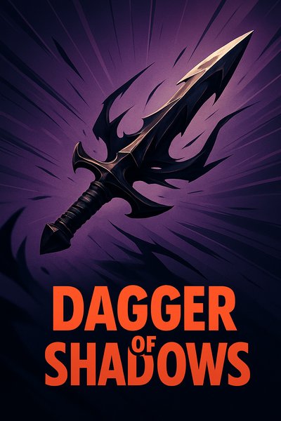 Dynamic Dagger of Shadows Illustration with Bold Typography