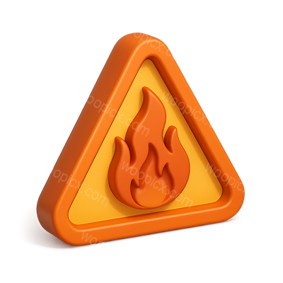 3D Heat Warning Icon with Flame Design