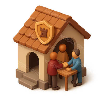 3D Guild Hall Icon for Trade Meetings in Isometric View