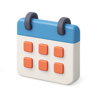 3D Calendar Icon with Colorful Design Elements