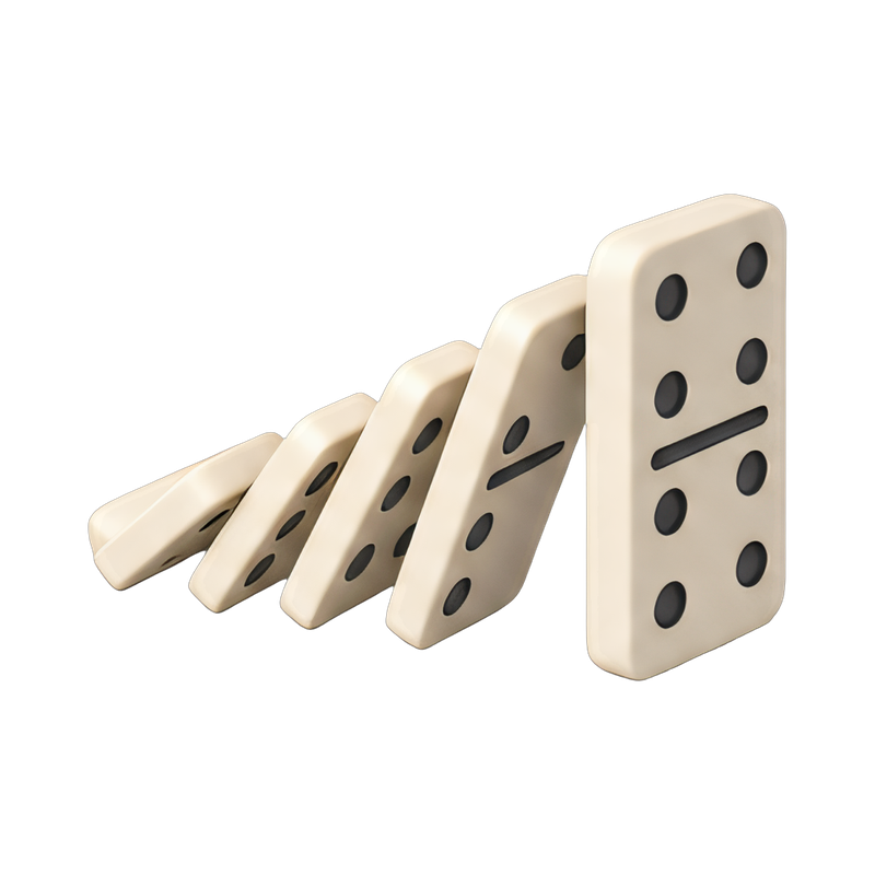 dominoes in a chain reaction