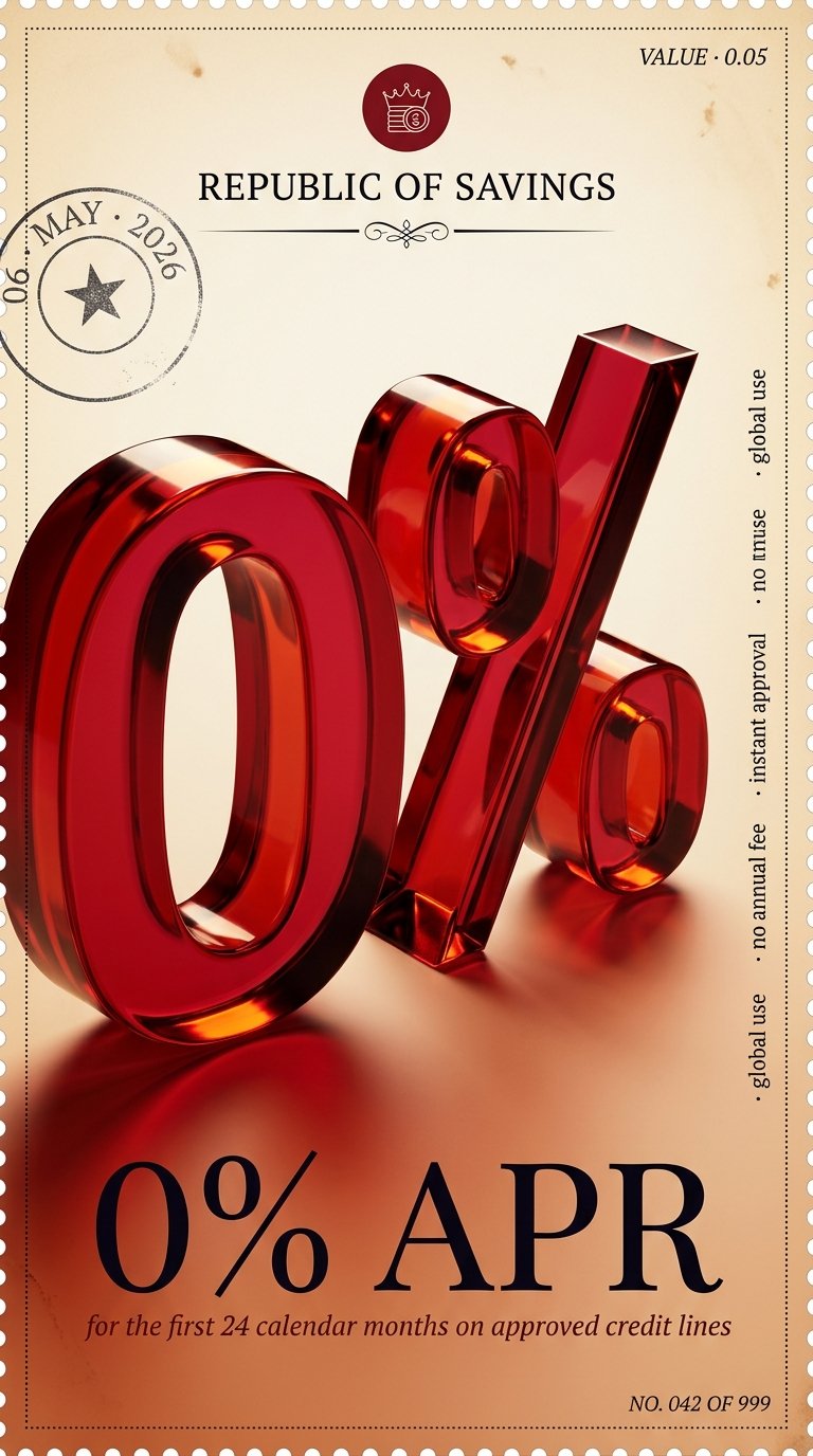 Vintage 0% APR Postcard Design