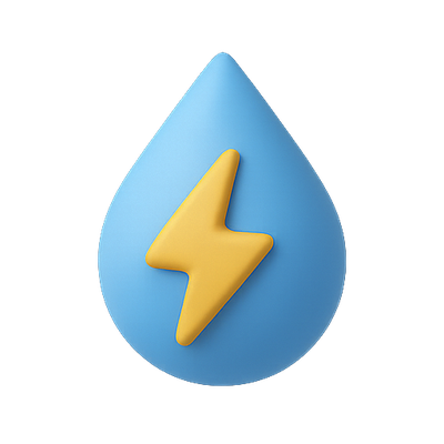 Creative 3D Water Drop Icon with Lightning Bolt