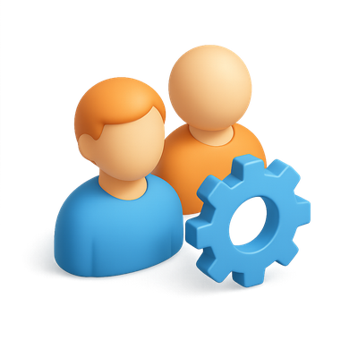 3D Icon of People with Gear Representation