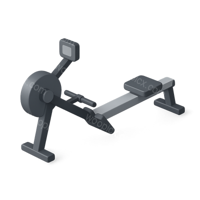 3D Icon of a Rowing Machine for Fitness and Exercise