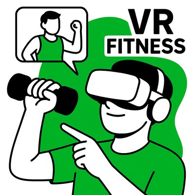 Illustration of VR Fitness Concept with Engaging Character Design