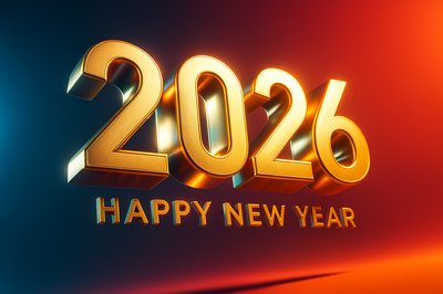 Happy New Year 2026 with Elegant Golden Numbers