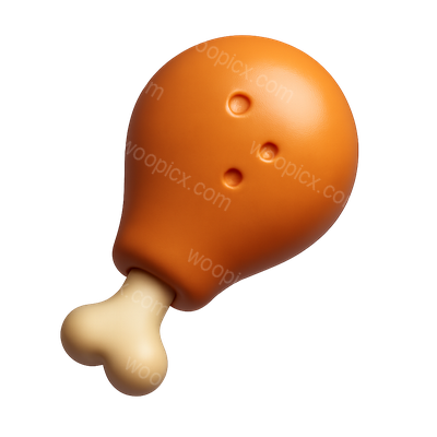Stylized 3D Chicken Drumstick Icon with Isometric View