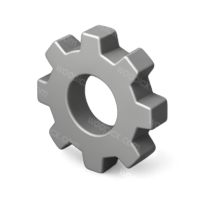 Stylized 3D Gear Icon with Volumetric Design