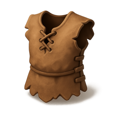 Stylized 3D Icon of a Brown Leather Vest