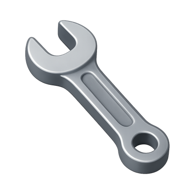 Stylish 3D Wrench Icon with Isometric Perspective