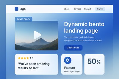 Dynamic Bento Landing Page Design with Engaging Visuals